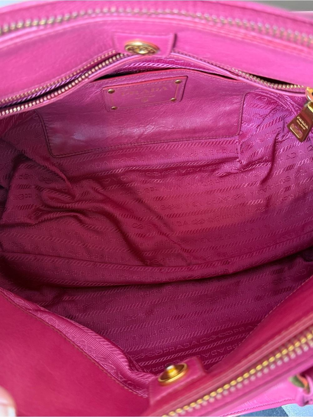 Prada Leather Satchel in Fuchsia Pink with Gold Hardware - Picture 6 of 7
